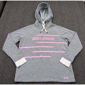 Under Armour Gray & Pink Threadborne Loose Fit Fleece Lined Hoodie Size Small